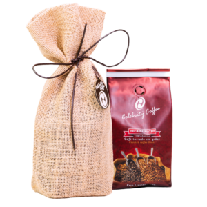 Caf&eacute; Especial Torrado em Gr&atilde;os 250g <b>DECAFFEINATED</b> Embalagem Juta